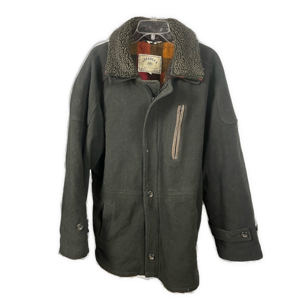 Aberdeen Collection Men's Wool Blend Jacket Coat Plaid‎ Lined- Size M